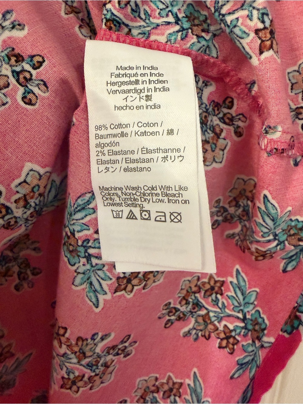 J. Crew Hot Pink Preppy Floral Feminine Puff Sleeve Split Neck Poplin Blouse XS - Picture 6 of 9